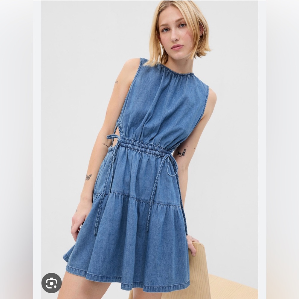 Gap Denim Mini Dress With Side Cut Outs